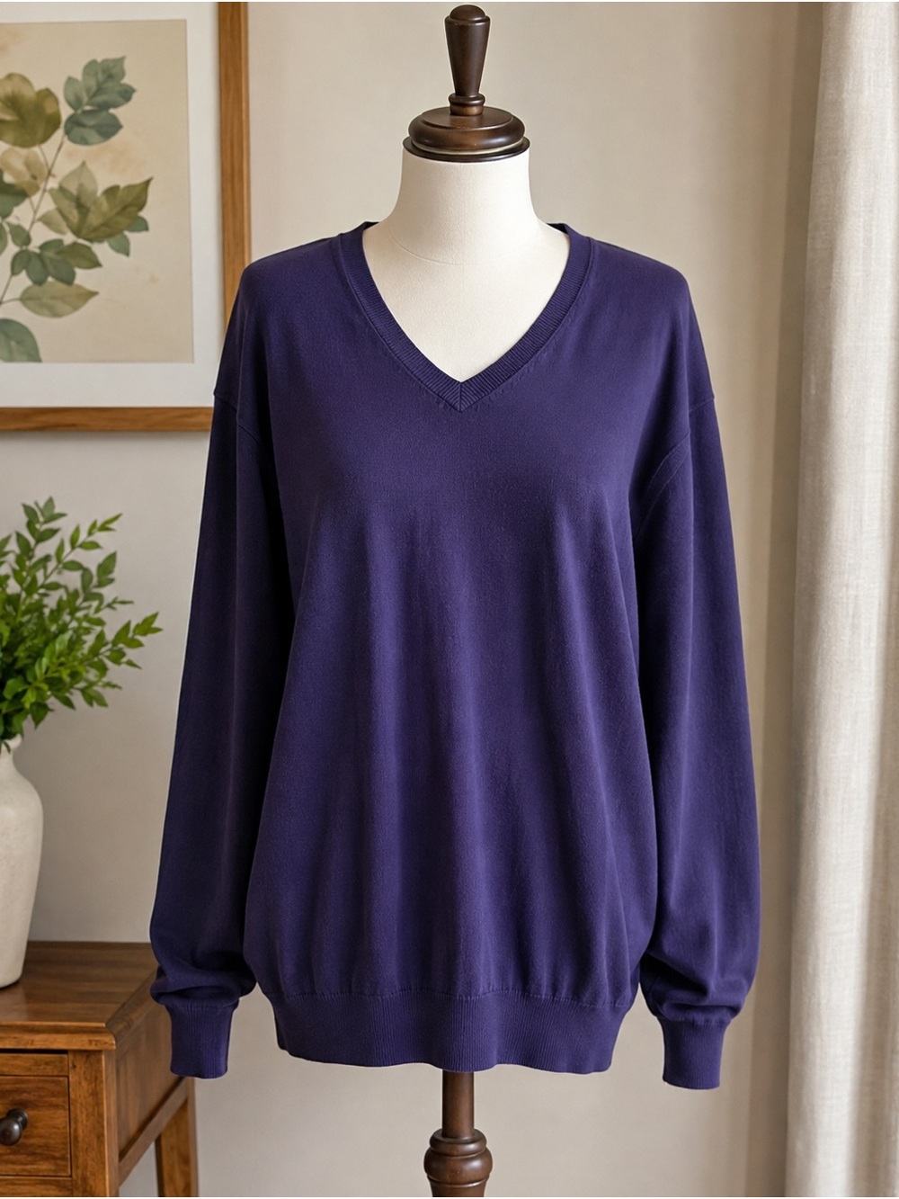 J. McLaughlin V-Neck Sweater in Deep Purple-large L-Quiet luxury-casual-Country